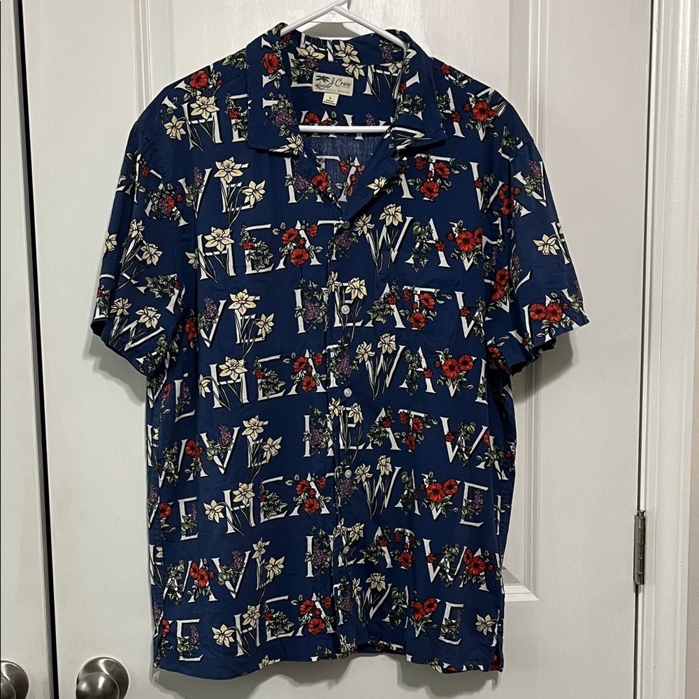 J. Crew Hawaiian Shirt Tropical Floral Print Large
